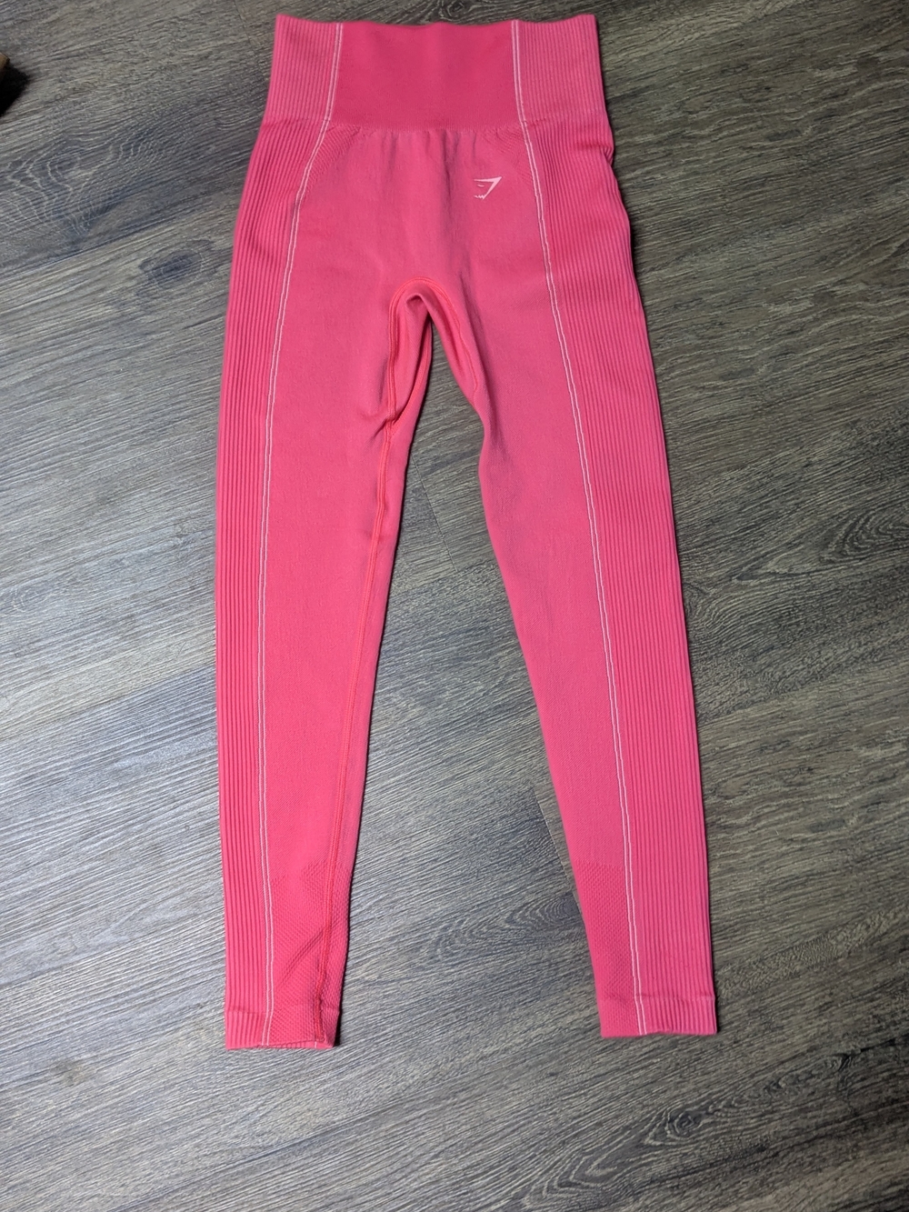 Gymshark Pink Seamless Leggings High Waisted Ribbed Panels Size S